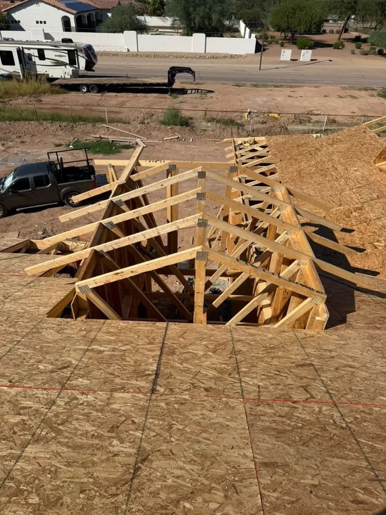 Roof framing seen from above
