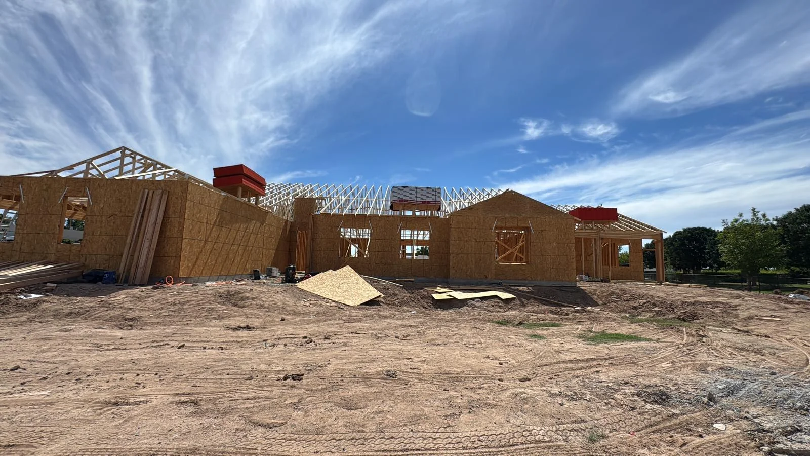 Side exterior of a home under construction