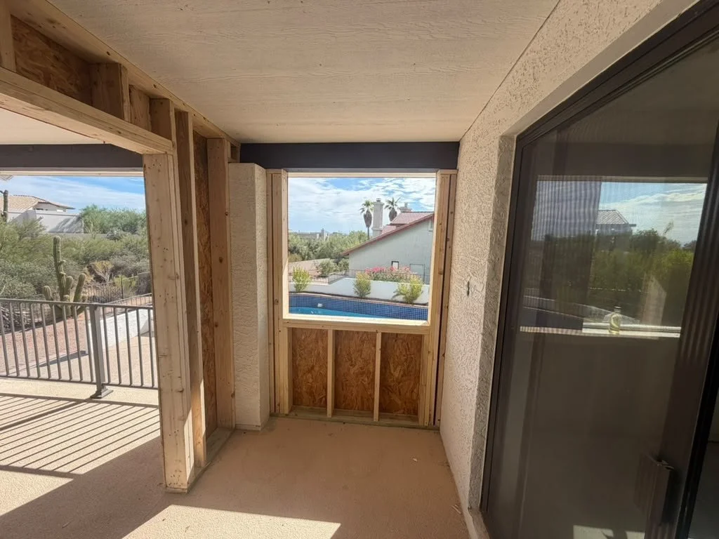 Window opening exposed during remodeling work