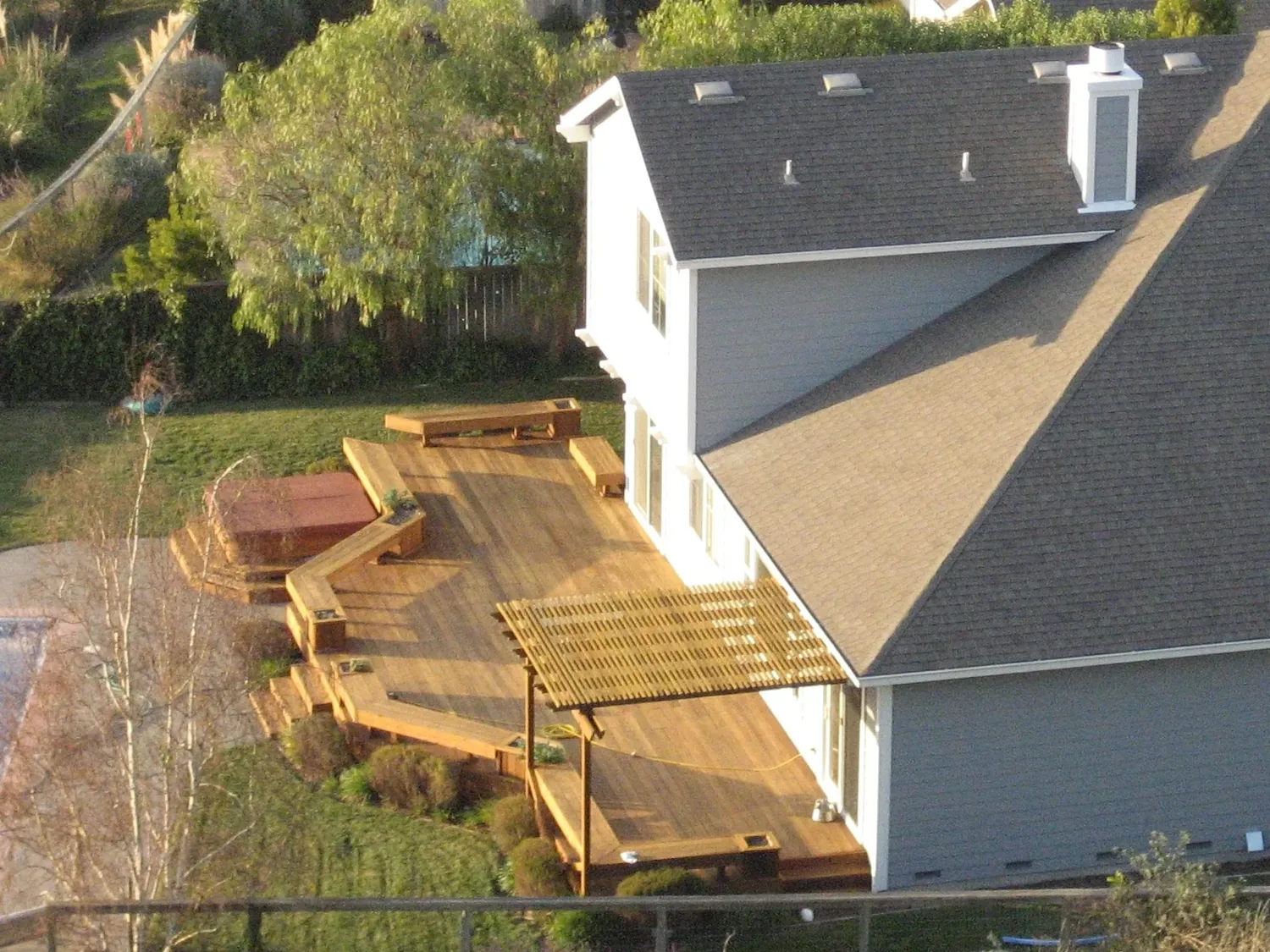 A new timber deck built off the back of a house