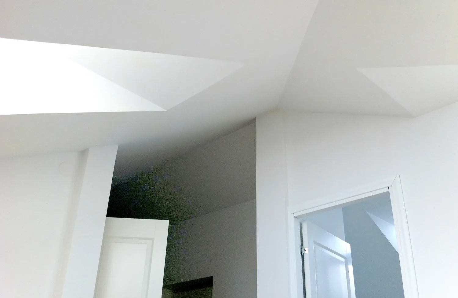 A finished plasterboard corner, taped and sanded flat